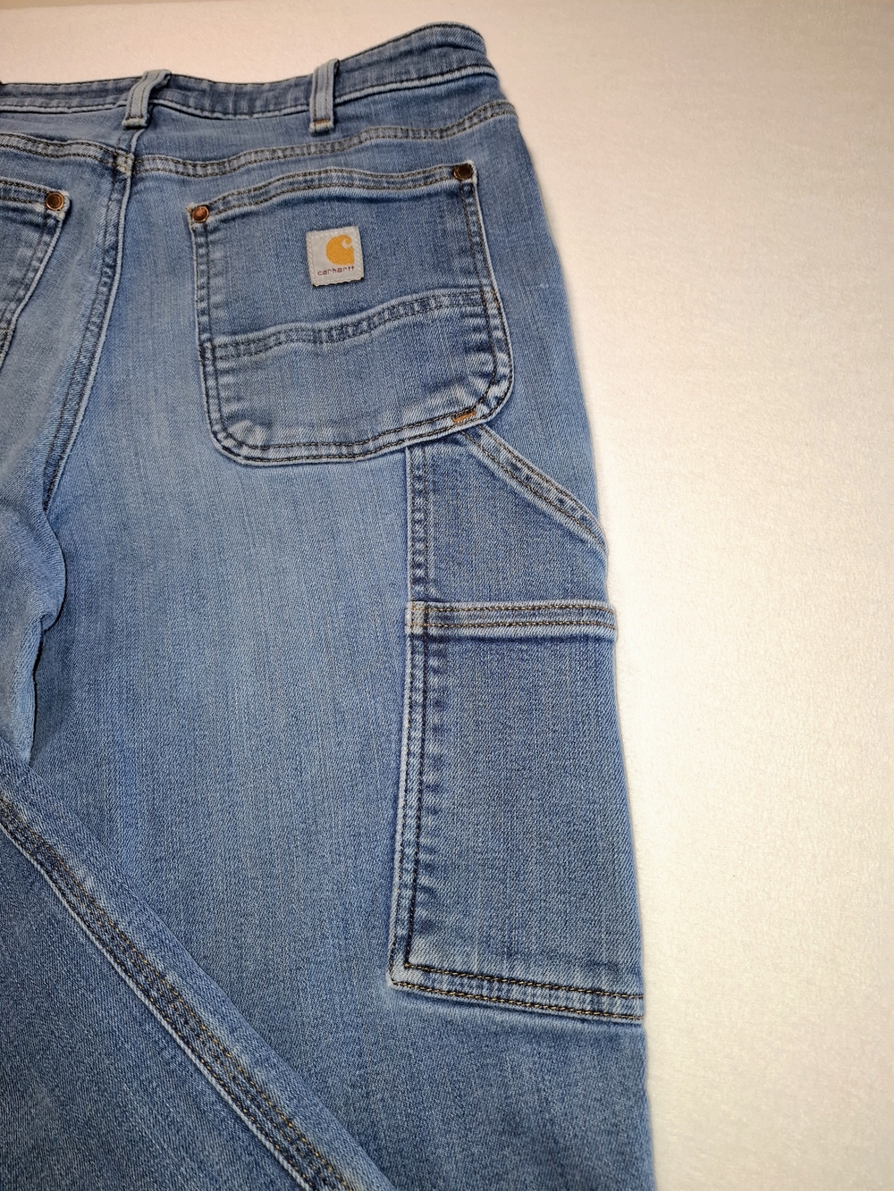 Carhartt Womens 10 Tall Light Blue Straight-Leg Carpenter Jeans - Picture 8 of 11